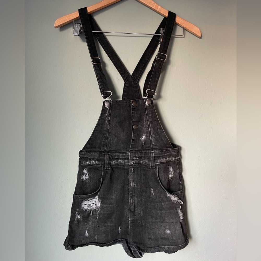 NWT Ksubi  Let’s Go Out Distressed Black Denim Romper Short  size 25